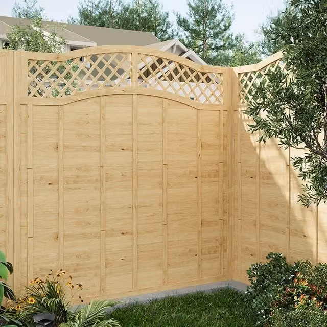 Livingandhome Impregnated Woven Timber Lattice Top Garden Fence Panel, Brown, Height: 180 cm