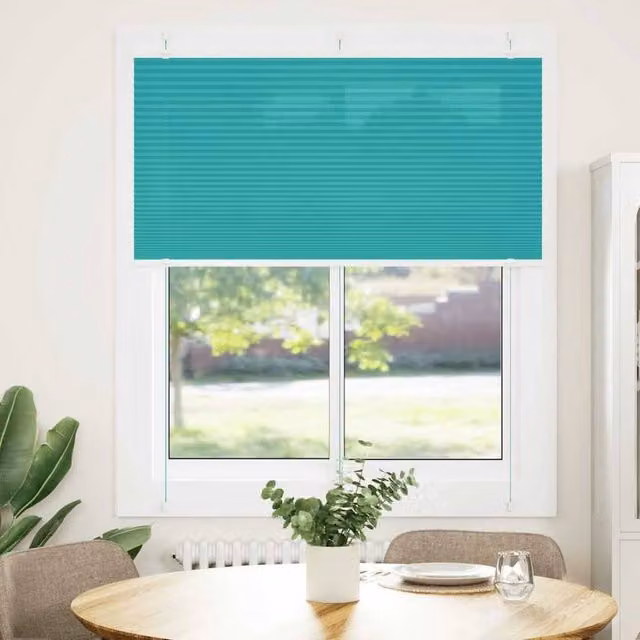 Berkfield Home Single Pleat Petrol Green Semi-Transparent Polyester Blind, W: 115 cm, H: 150 cm