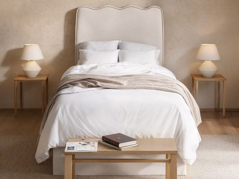 Flair Ellis Single Bed with Trundle in Beige Upholstered Fabric, W/D/H: 90 x 200 cm – 2