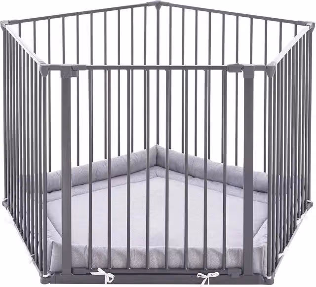 Safetots Premium Multi Panel Pentagon Play Pen with Mat, Grey, H 70 cm x W 72 cm x D 72 cm