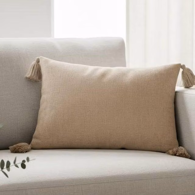 Madison & Mayfair Rectangular Beige Tassel Cushion W: 60 cm, H: 40 cm, D: 40 cm – 2