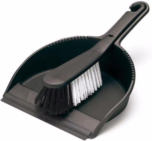 Addis Stiff Dustpan and Brush in Black