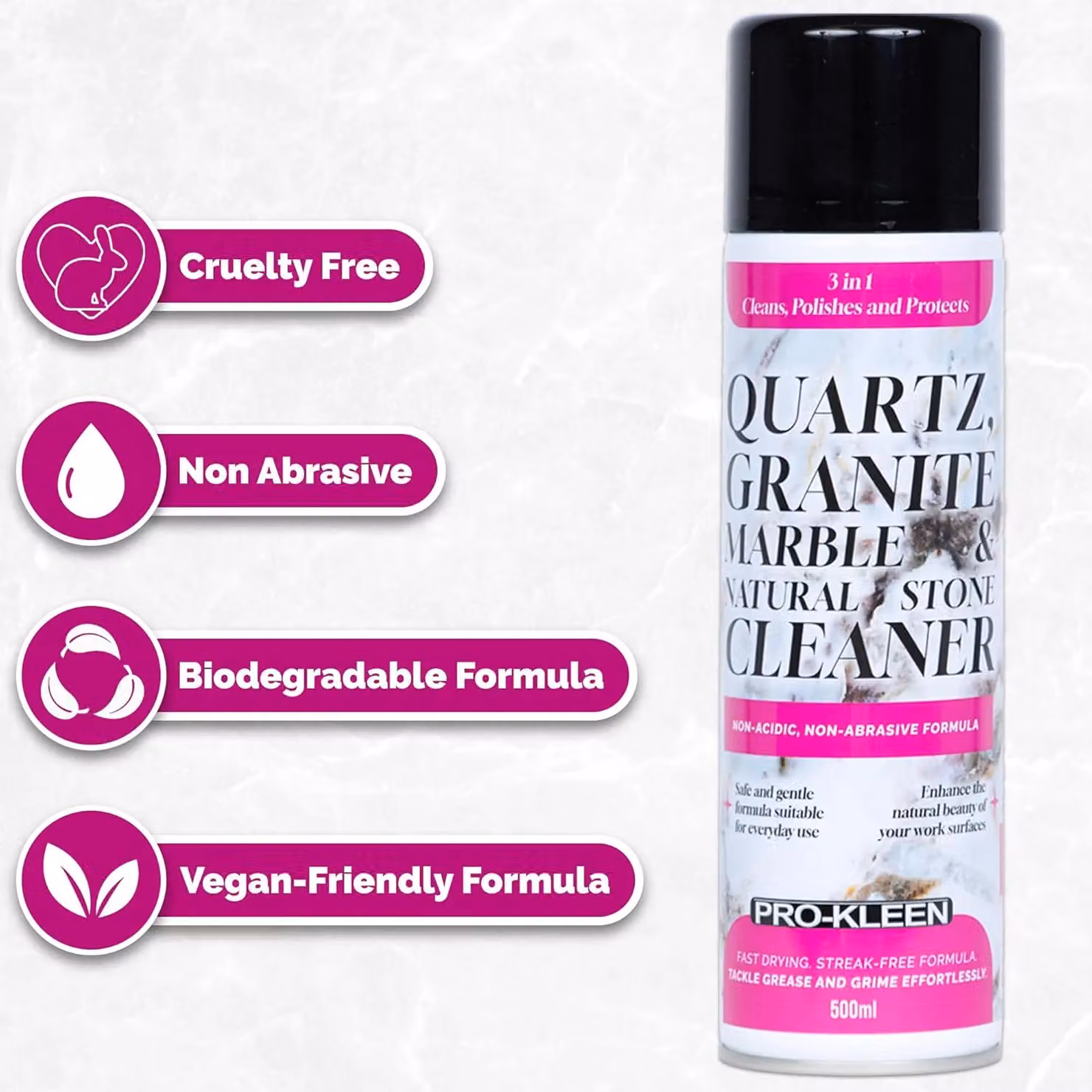 ProKleen Quartz, Granite, Marble and Natural Stone Cleaner, 2 x 500ml – 5