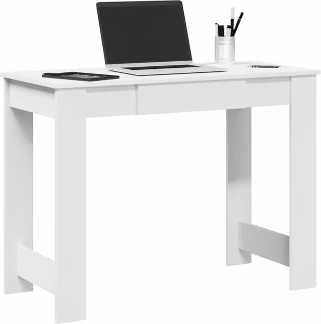 Berkfield White Writing Desk in Engineered Wood, W/D/H: 100 x 45 x 75 cm – 1