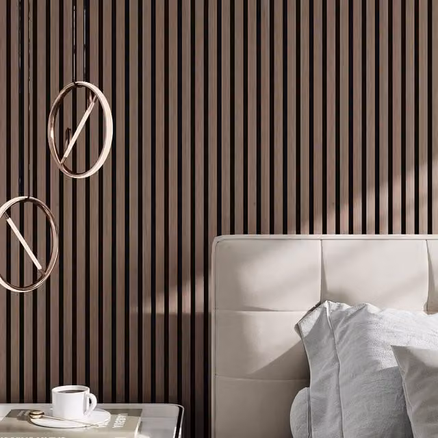 Darphe Brown Wood-Look Melamine-Faced MDF Acoustic Wall Panels with PET Backing