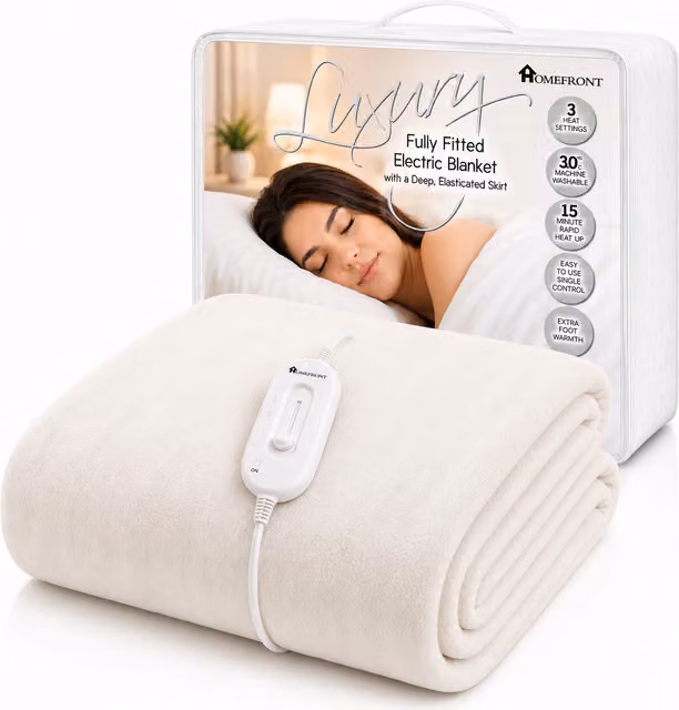 Homefront Electric Heated Mattress Cover Single, White, W/D/H: 200 x 107 x 40 cm – 1