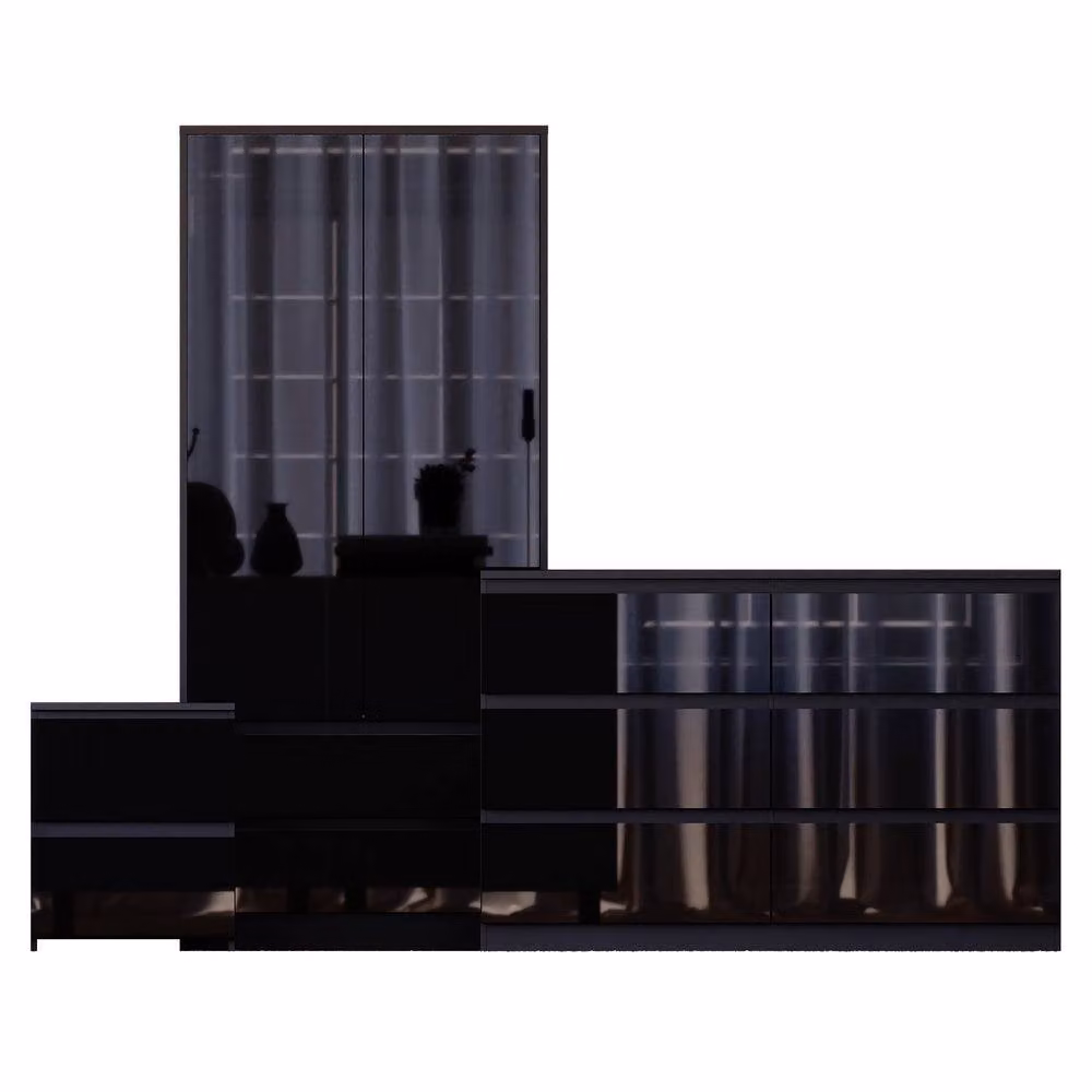 HD Designs Vida Designs Glinton 3 Piece Modern Glossy Black Bedroom Set – 2