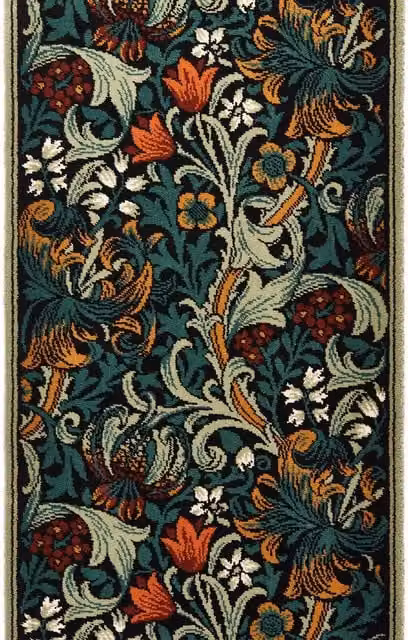 House of Hackney Golden Lily Art Nouveau Floral Wool Runner in Multicolour, W/D/H: 69 x 80 x 69 cm