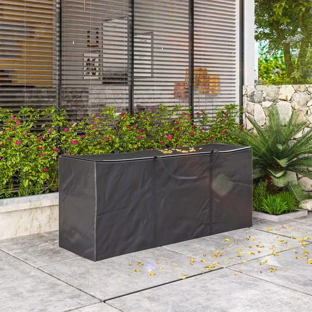 Outsunny Garden Furniture Cushion Storage Bag in Black Polyester Fabric