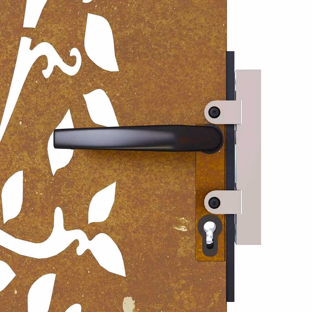 Berkfield Home Garden Gate in Brown Corten Steel with Tree Design, W: 85 cm, H: 175 cm – 3