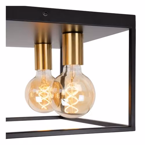 Lucide Ruben Black Metal Flush Ceiling Light with 4 x E27 Sockets – 4