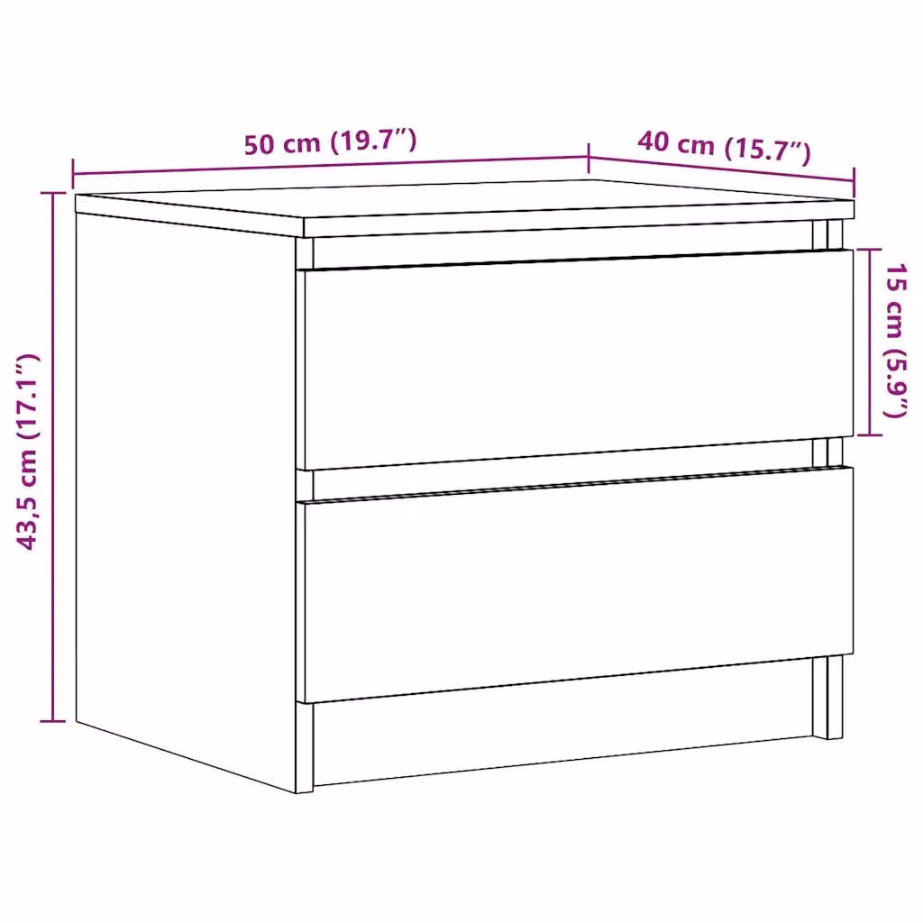 Berkfield Home Artisan Oak Bedside Cabinet in Brown, W/D/H: 50 x 40 x 43.5 cm – 5