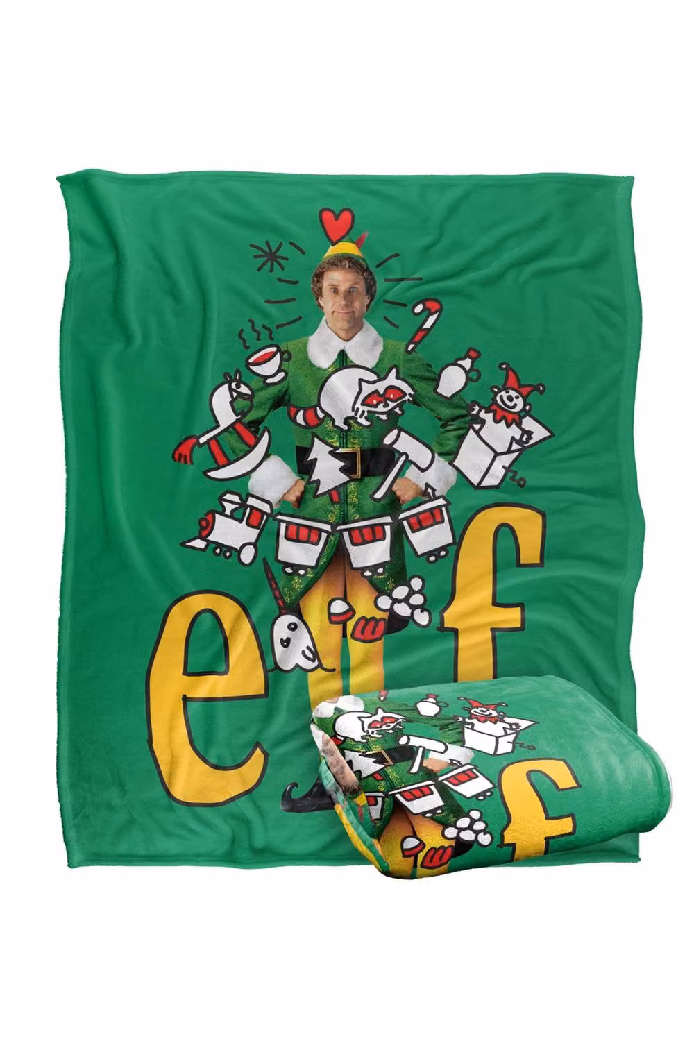 Warner Bros. Elf Buddy The Elf Silky Touch Super Soft Fluffy Polyester Throw Blanket in Multicolour and Green, Large – 2