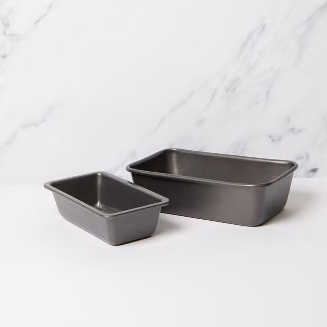 Masterclass Non-Stick Rectangular Loaf Tin Set of Two, Grey