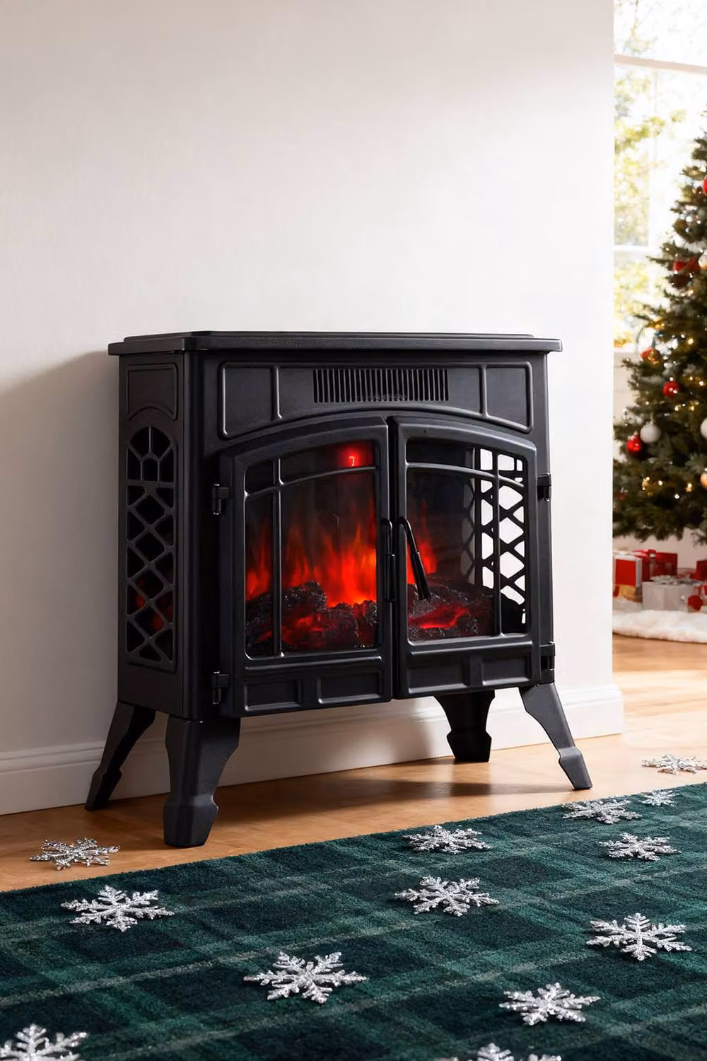 Living and Home Freestanding Electric Fireplace Heater with Remote Control, Black – 2