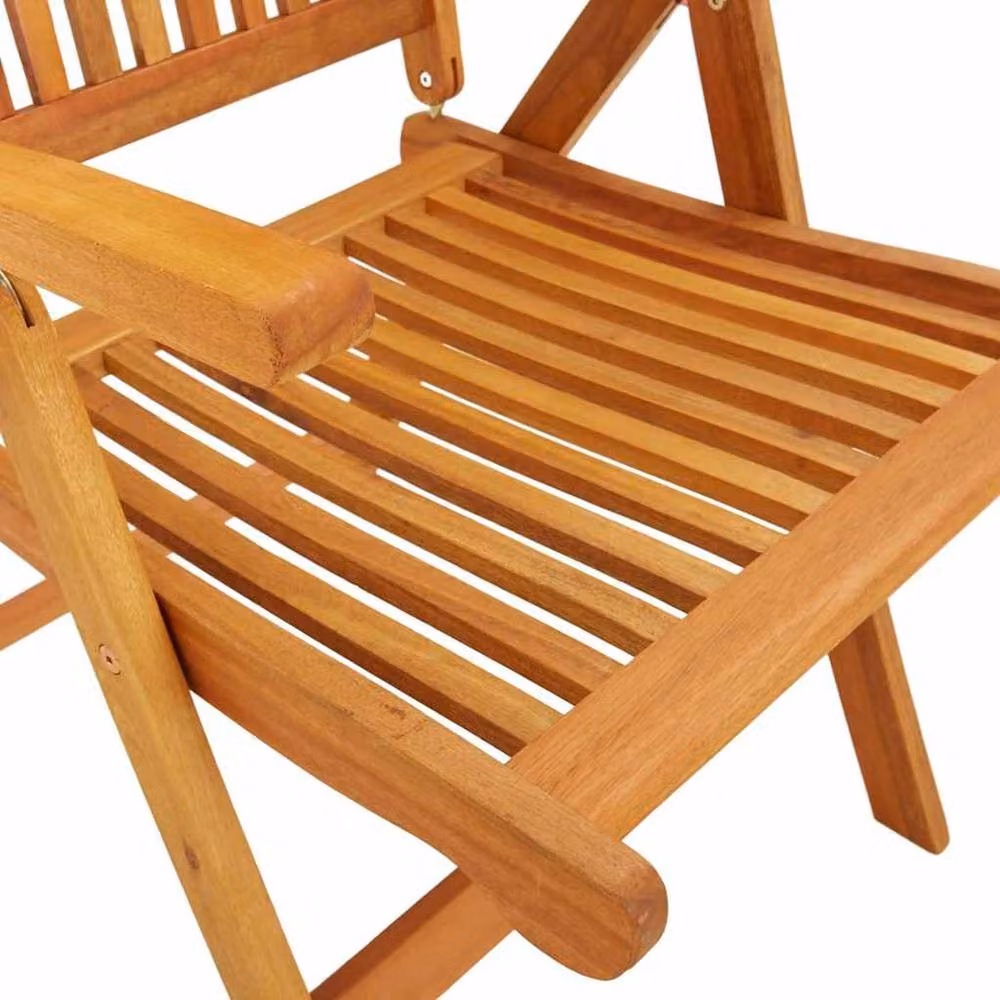 Berkfield Home Beautiful Folding Garden Chairs, Set of 2, Brown Solid Wood Eucalyptus – 3
