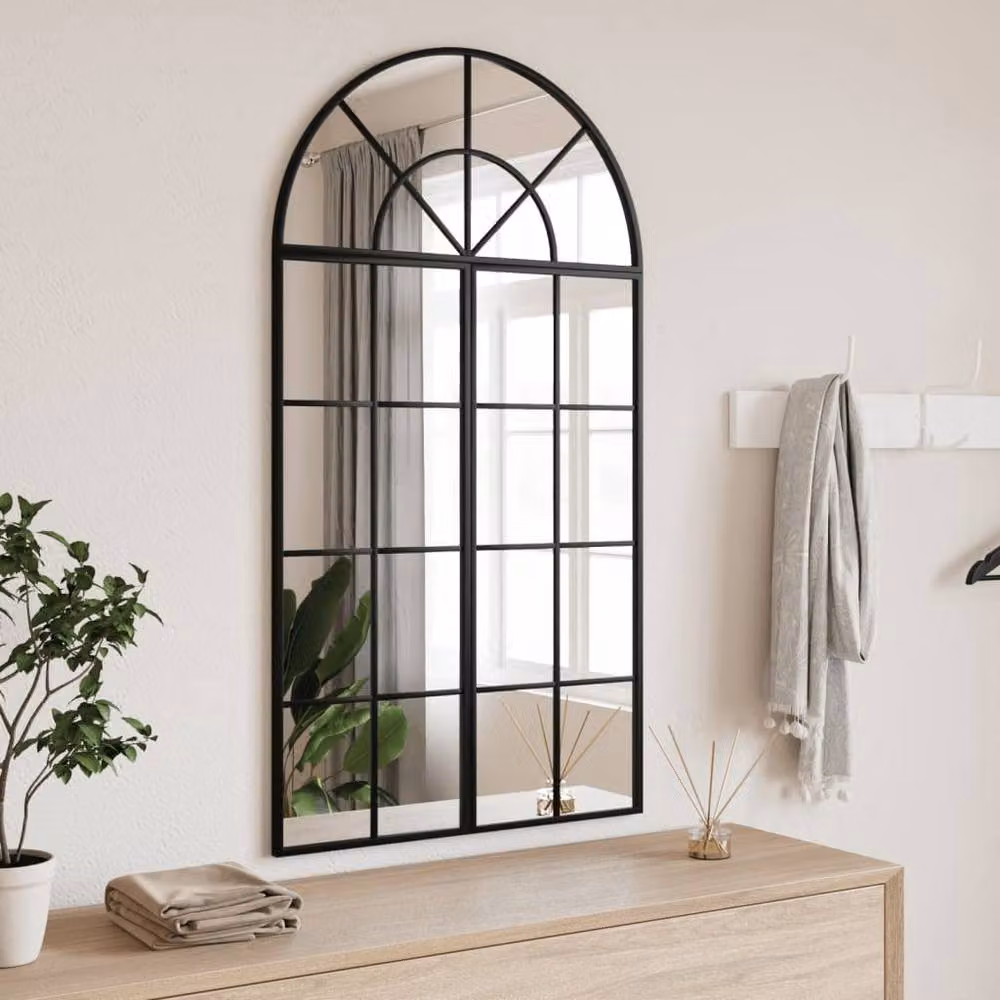 Berkfield Home Black Arch Wall Mirror, W: 60 cm, H: 110 cm – 2
