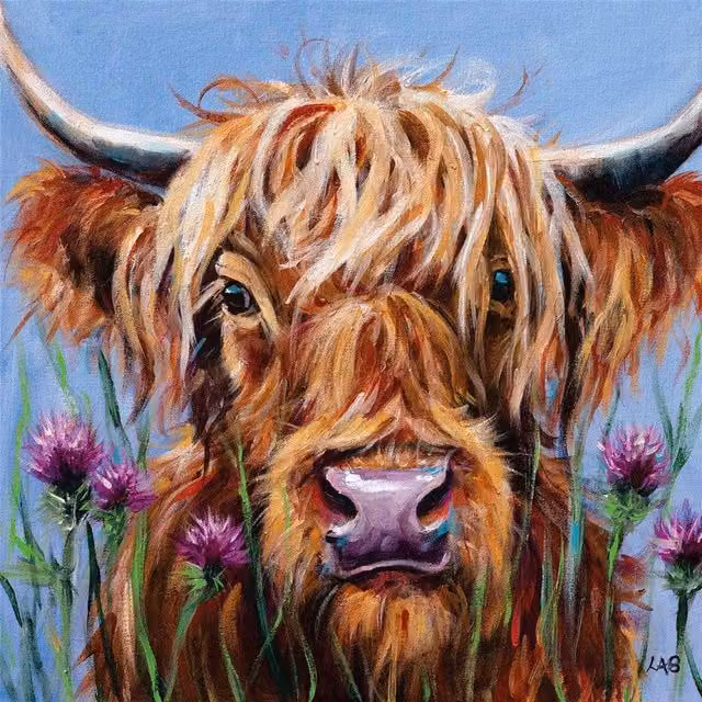 Louise Brown Highlander Floral and Animal Canvas Print in Brown – 1