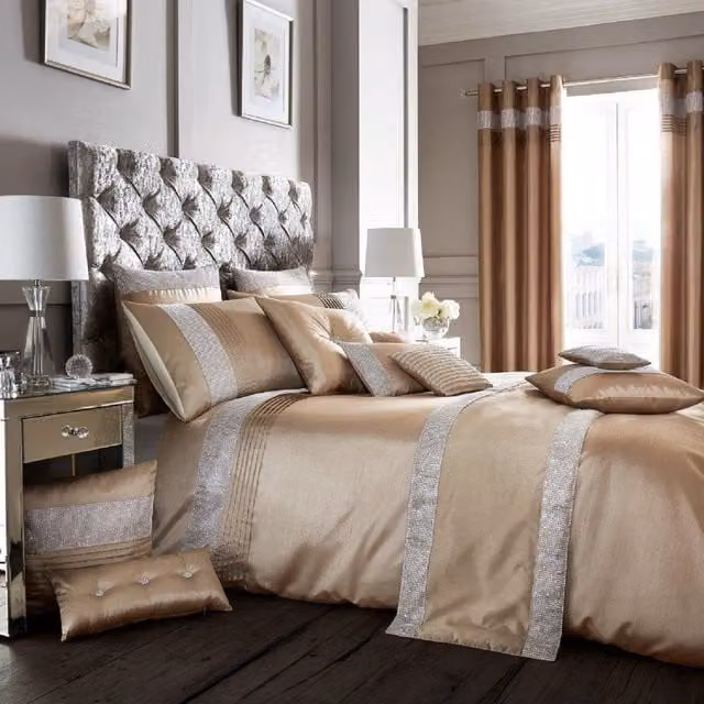 Smart Living Onyx Duvet Cover and Pillowcase Set in Beige and Brown, W: 180 cm x L: 200 cm