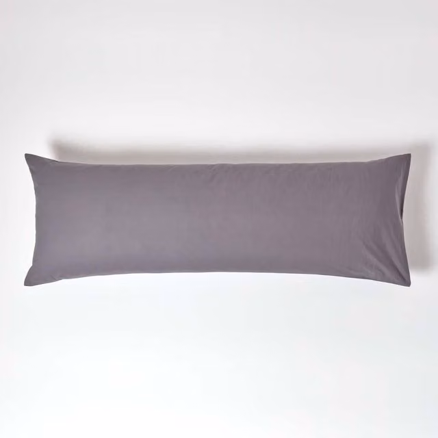 Homescapes 200 Thread Count Egyptian Cotton Percale Body Pillowcase in Grey