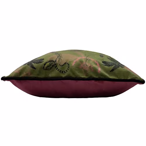 Paoletti Cheetah Graphic Square Velvet Cushion in Khaki, Green and Beige, W/D/H: 45 x 45 x 45 cm – 2