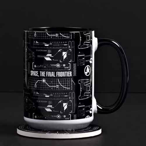 Widdop and Co. Star Trek Tech Geometric Mug in Black and White, 444ml – 2