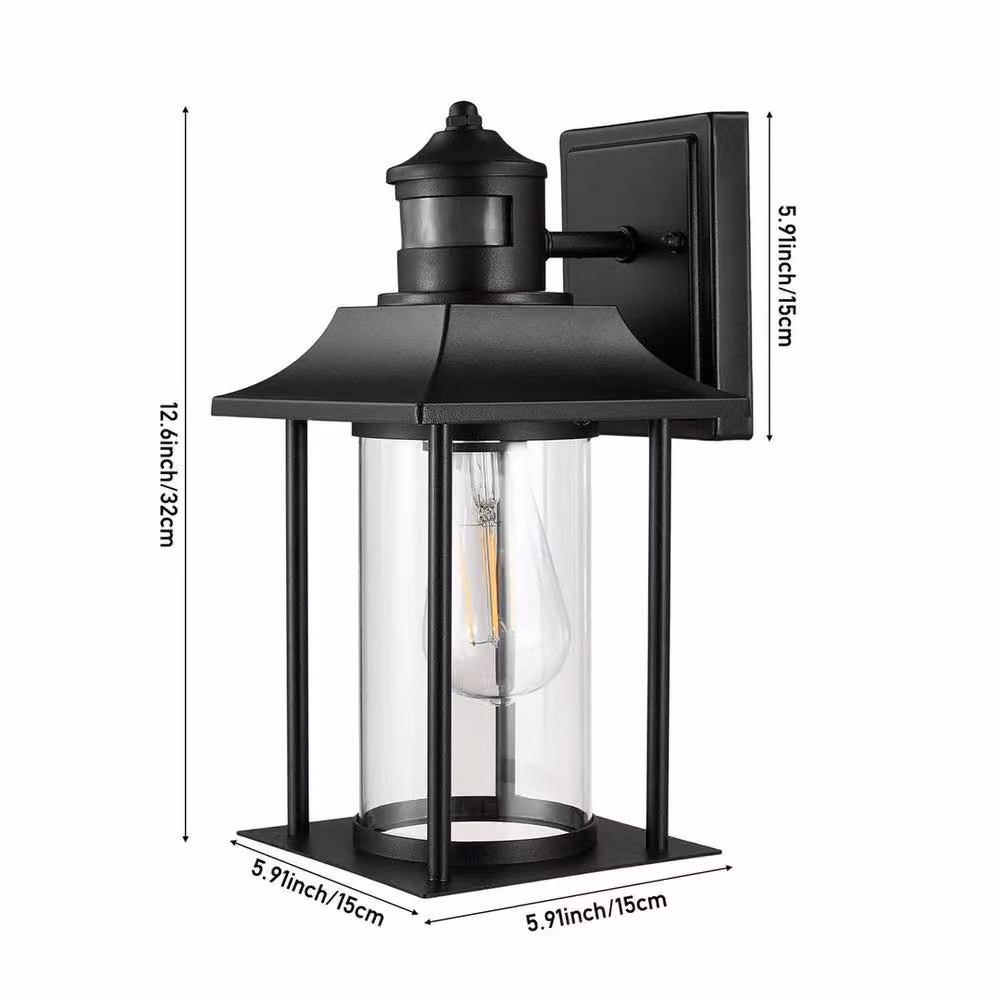EONLION Black Outdoor LED Wall Light with PIR Motion Sensor and Aluminium Lantern Design for Garden and Terrace – 2