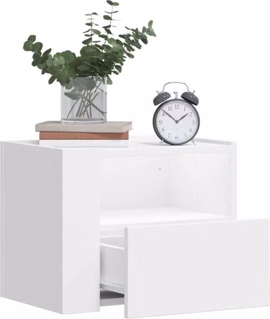 Berkfield Home White Wall-mounted Decorative Bedside Cabinet W/D/H: 45 x 30 x 35 cm