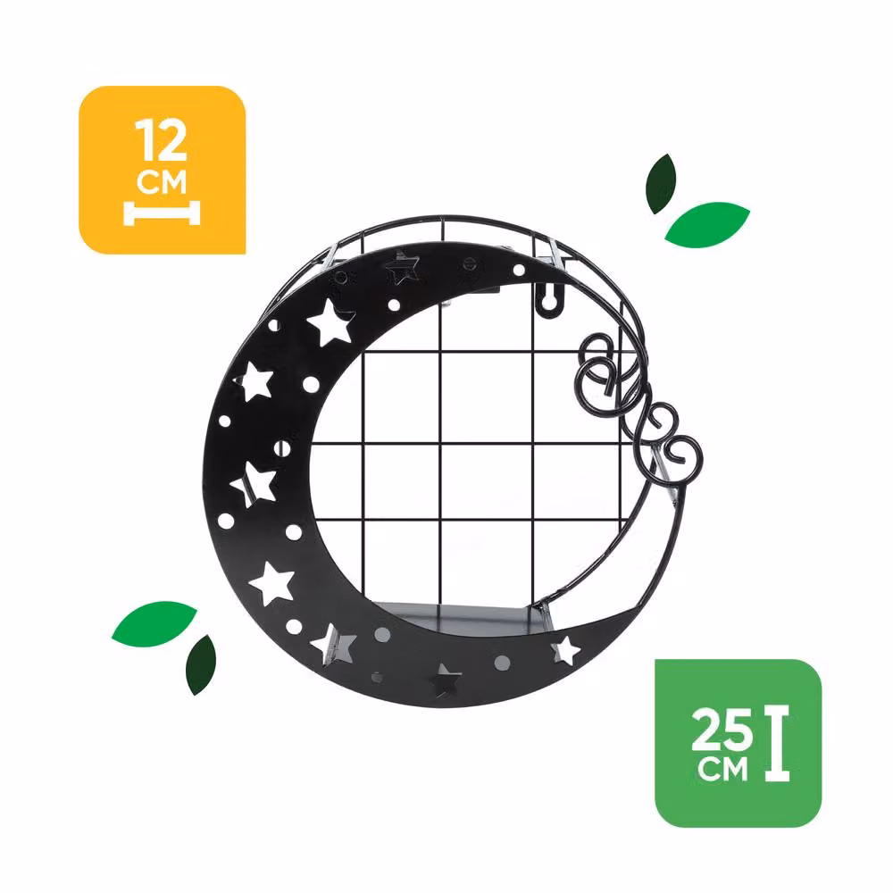 Gardenwize Solar Moon Wall Planter with Warm White LED Light, Black Metal Moon Shaped Outdoor Hanging Flower Pot for Garden and Balcony, W/D/H: 25 x 25 x 12 cm – 2