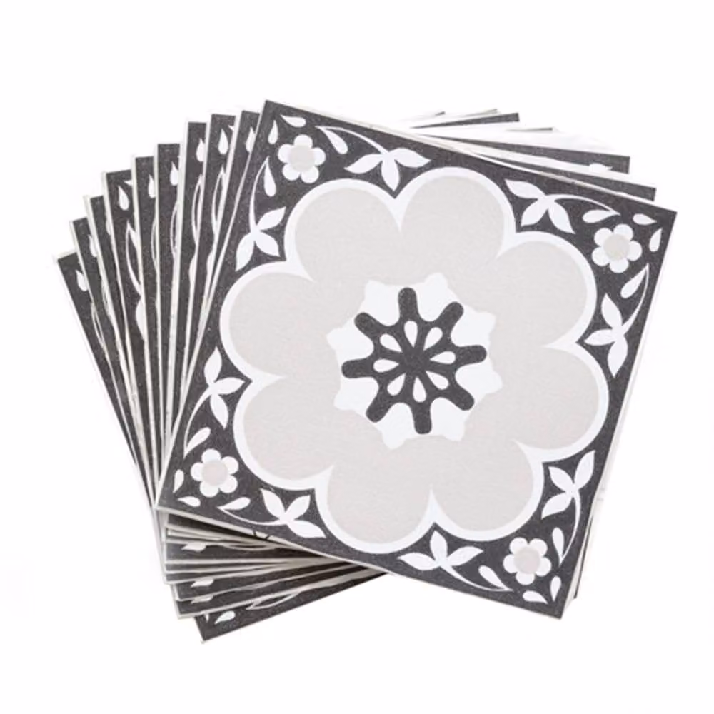 FloorPops Daphne Self Adhesive Vinyl Floor Tiles, Black and Grey, Pack of 10 (0.93sqm), W/D/H: 30.48 x 30.48 x 30.48 cm – 3