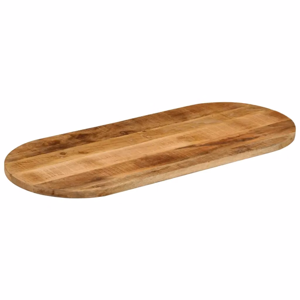 Berkfield Home Oval Solid Wood Rough Mango Table Top, Brown, W: 100 cm, D: 50 cm, H: 3.8 cm – 2