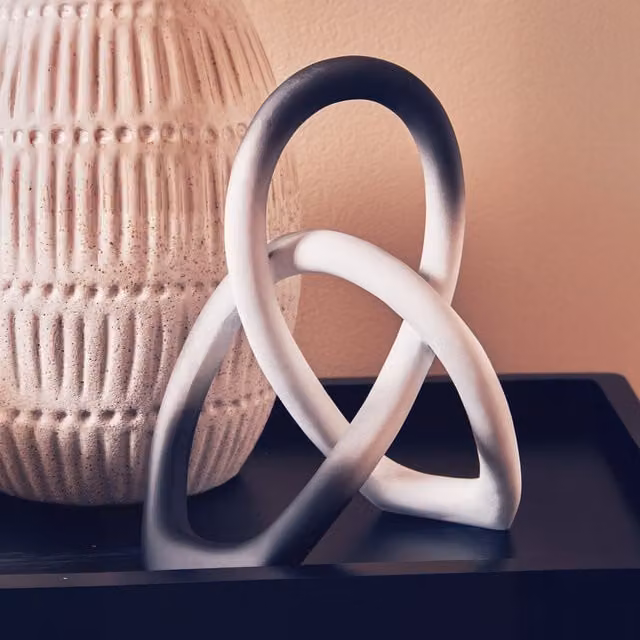 Orsina Abstract Loop Design Tabletop Sculpture in Black and White