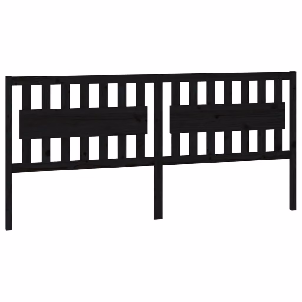 Berkfield Home Rustic Solid Wood Pine Bed Headboard in Black with Integrated Shelf, W: 205.5 cm, D: 4 cm, H: 100 cm – 2
