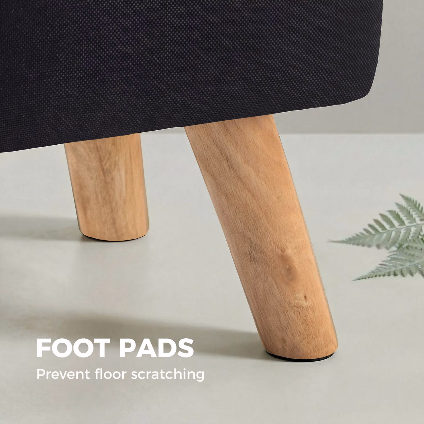 HOMCOM Black Linen-Look Square Padded Footstool – 6