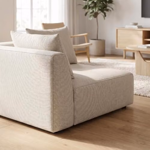Abakus Direct Tokyo Modular Reversible Corner Sofa in Sand Basket Weave Fabric – 4