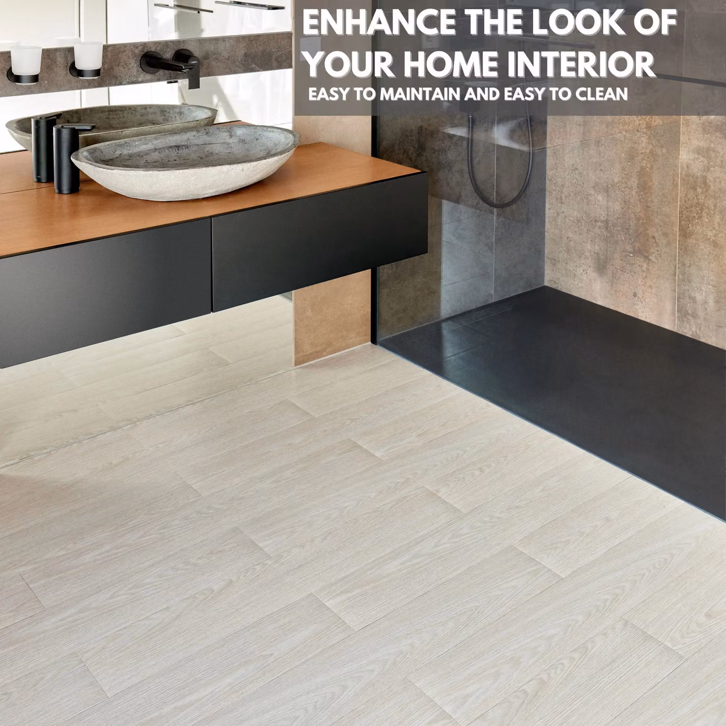Novecrafto Self Adhesive Wood Look Vinyl Floor Planks, Pack of 36, Off-White, W/D/H: 91.4 x 15.2 cm – 3