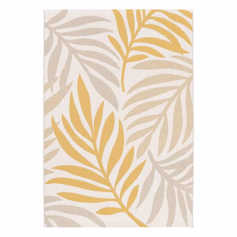 sweeek Indoor/Outdoor Floral Pattern Rug in Beige and Mustard, W: 120 cm x D: 170 cm