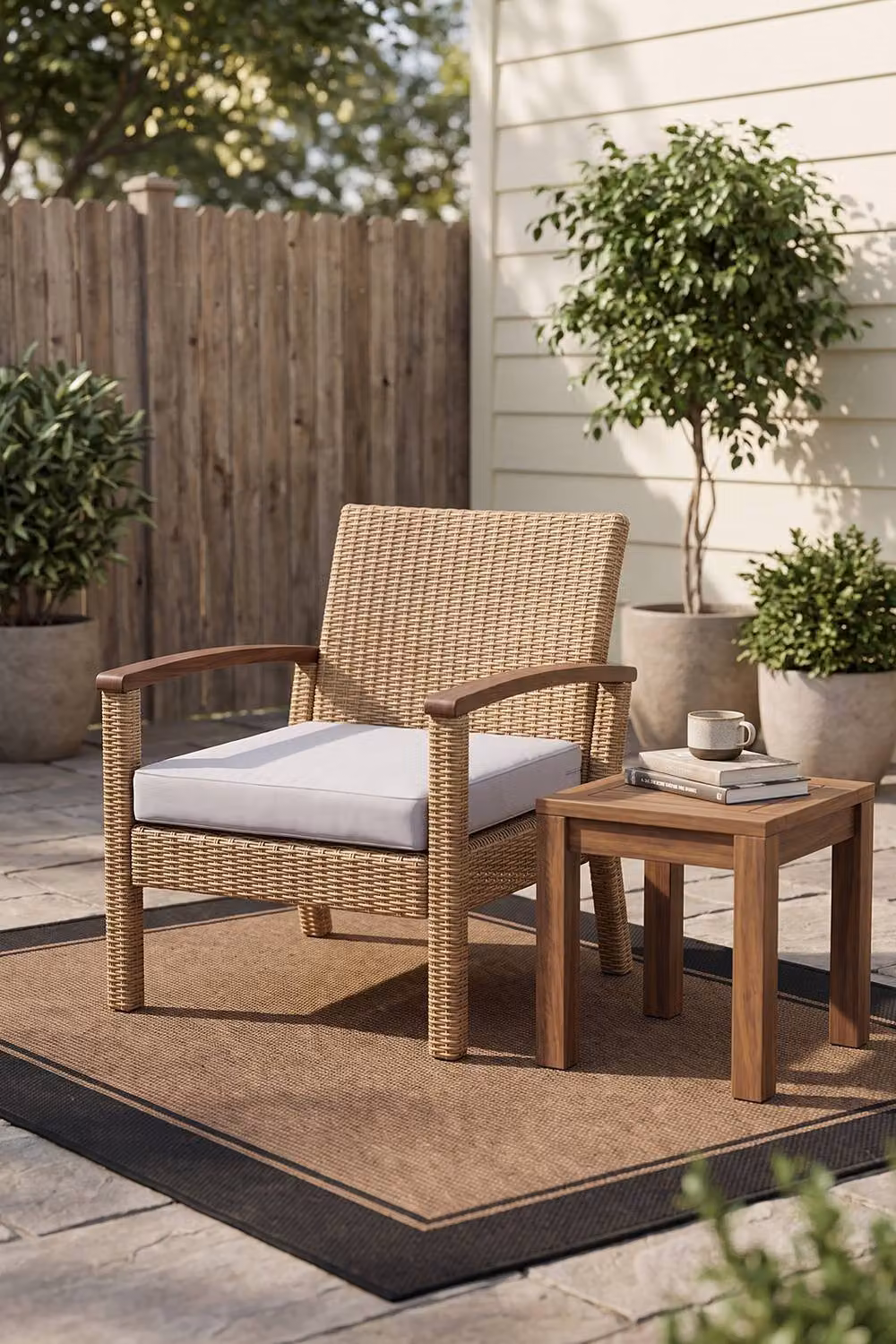 Living and Home Grey Outdoor Chair Cushion with Removable Polyester Cover, Water Repellent and UV Resistant Foam Padding – 2