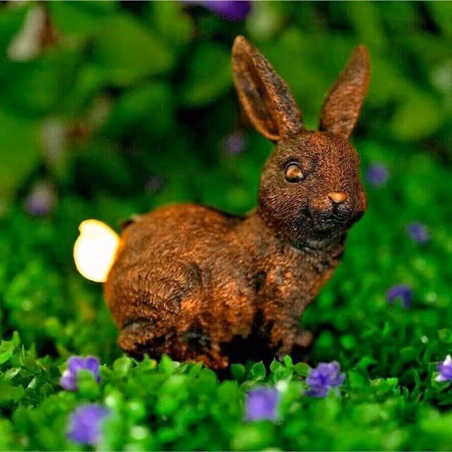 Garden Mile Solar Rabbit with Light Up Tail in Brown