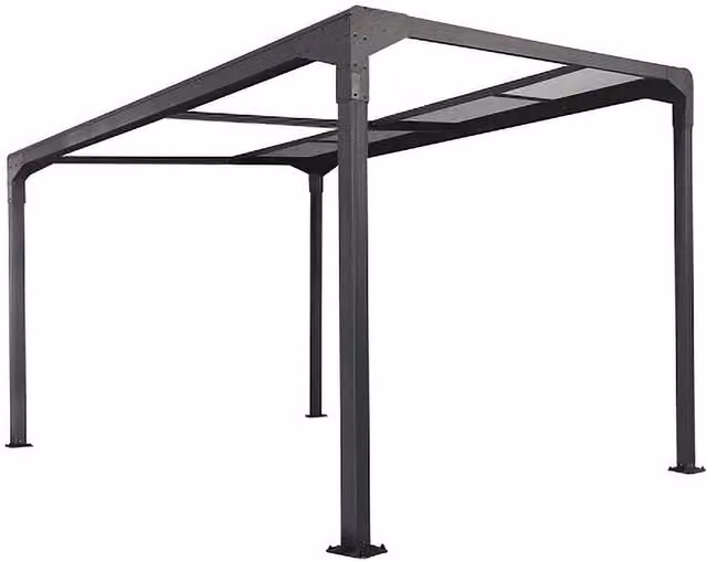 Primrose Freestanding Pergola Canopy with Retractable Sliding Polycarbonate Roof in Anthracite Grey, W/D/H: 392 x 305 x 262 cm