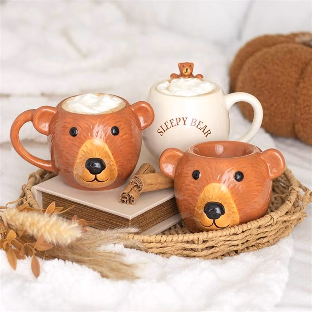 Uniqueful Sleepy Bear Rounded Ceramic Mug in White – 2