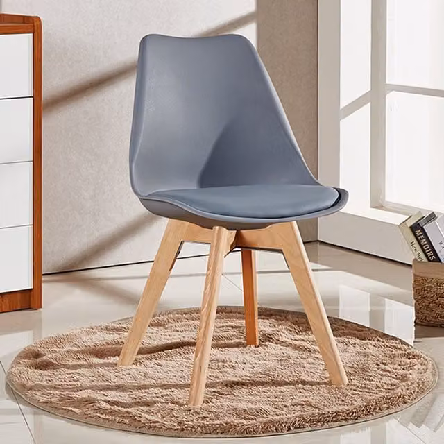 Life Interiors Lorenzo Retro Set of 4 Dining Chairs with Padded Synthetic Leather Seats in Grey