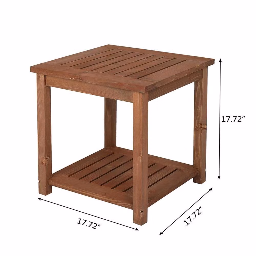 FLAVORA Square Wooden Side Table in Brown – 2