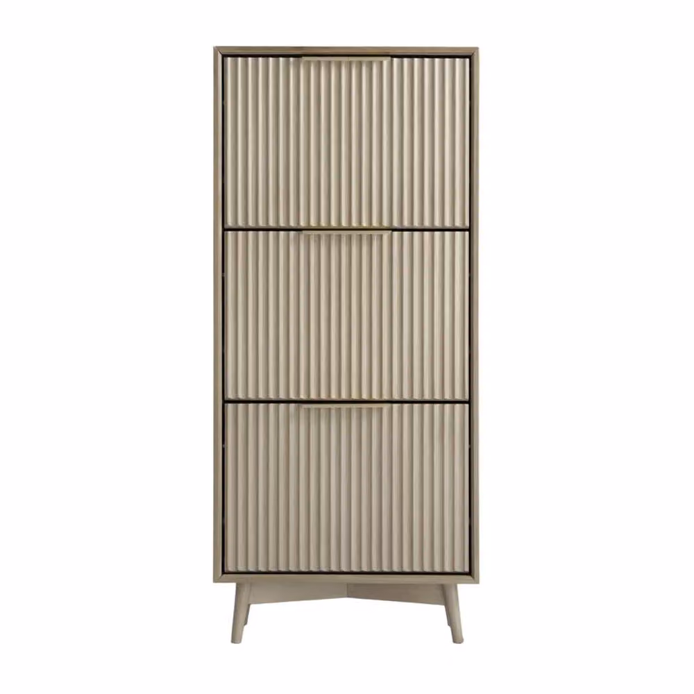Home Garden Direct Monza Shoe Storage Cabinet with Fluted Doors in Grey and Pale Ash – 3