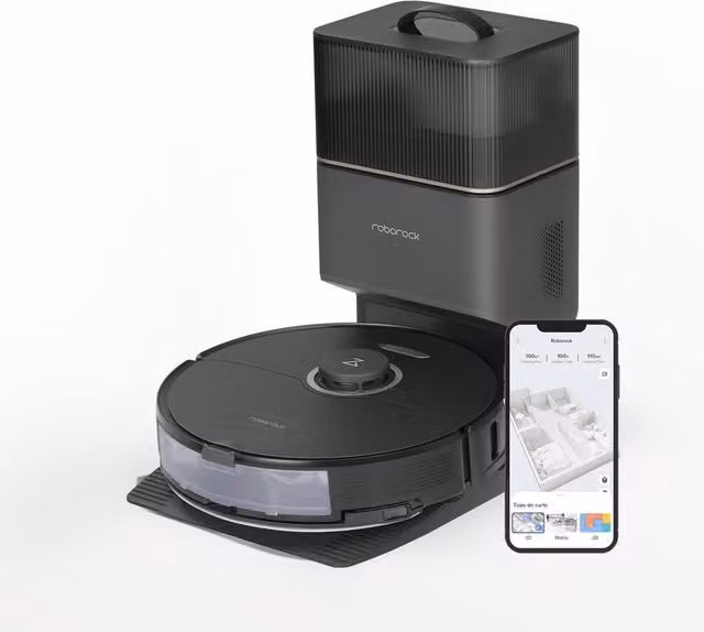 Roborock S8+ Robot Vacuum Cleaner with Self-Cleaning Dock and App Control, Black