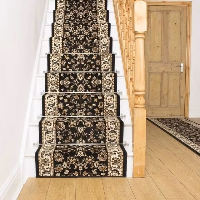 runrug Persian Stair Runner Carpet in Black, W: 60 cm, L: 510 cm – 7