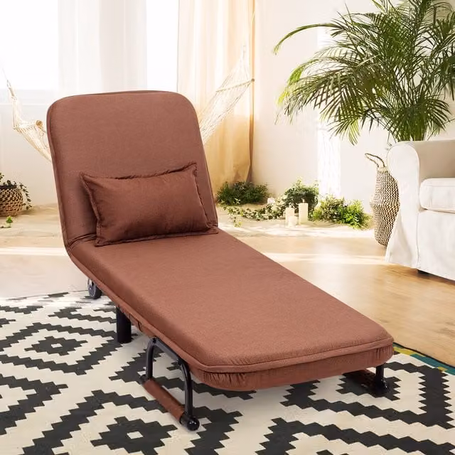 Costway Single Folding Sofa Bed Chair in Brown