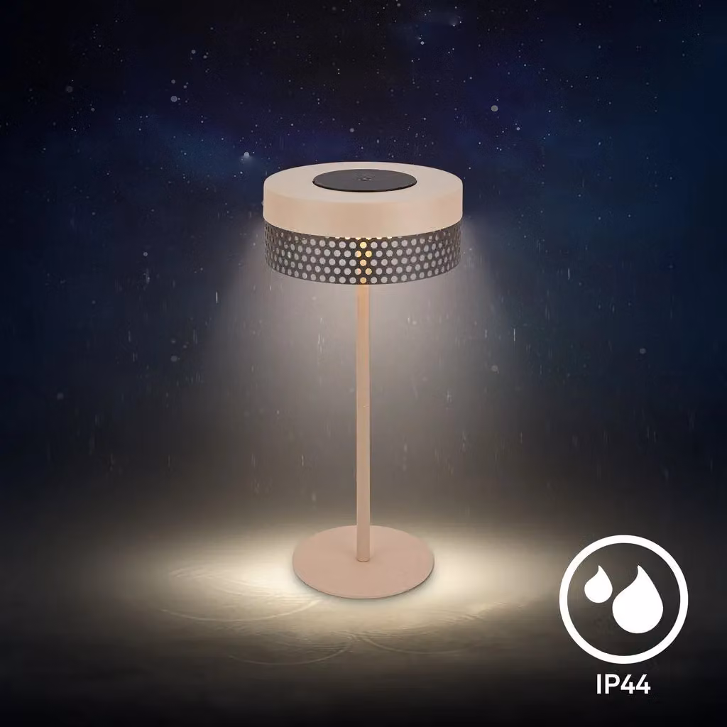 Briloner Rechargeable LED Table Lamp, Dimmable Touch Control, IP44 Waterproof, Beige and Anthracite, H 35 x W 16 x D 16 cm – 5