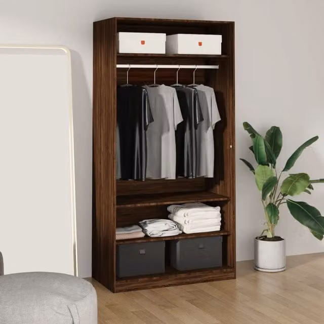 Berkfield Home Modern Brown Oak Wardrobe W/D/H: 100 x 50 x 200 cm