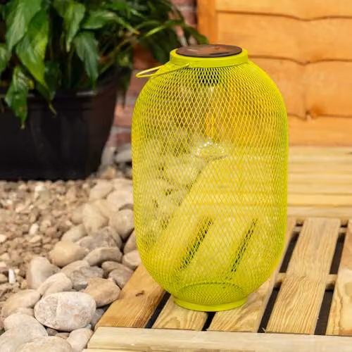 ValueLights Solar Powered Metal Mesh Lantern Light in Green – 2